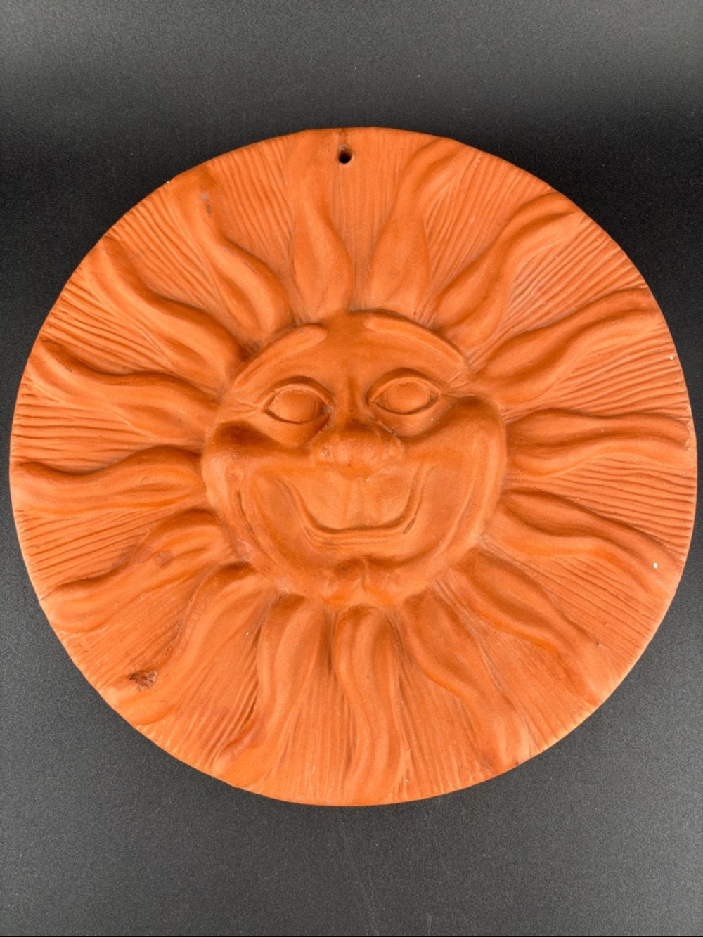 Vintage Terracotta pottery sun face wall hanging garden art Mexico